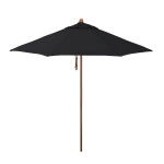 California Umbrella Madera Series STAF908202-5408 Commercial Patio Umbrella, 9ft, Silmulation Oak Sturdy Aluminum Pole with Deluxe Pulley Lift and Fiberglass Ribs, Sunbrella 1A Black Fabric