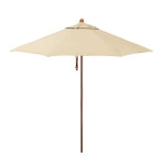 California Umbrella Madera Series STAF908202-5422 Commercial Patio Umbrella, 9ft, Silmulation Oak Sturdy Aluminum Pole with Deluxe Pulley Lift and Fiberglass Ribs, Sunbrella 1A Antique Beige Fabric
