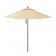 California Umbrella Madera Series STAF908202-5422 Commercial Patio Umbrella, 9ft, Silmulation Oak Sturdy Aluminum Pole with Deluxe Pulley Lift and Fiberglass Ribs, Sunbrella 1A Antique Beige Fabric