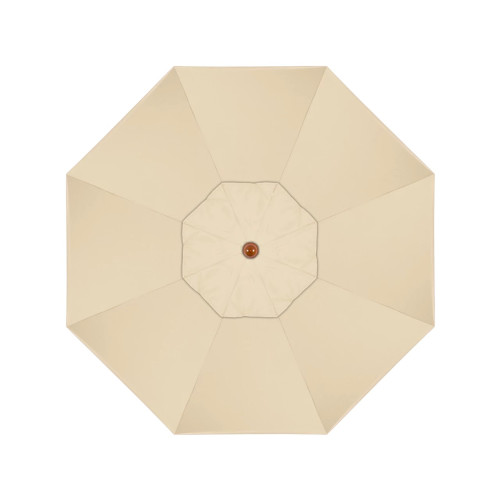 California Umbrella Madera Series STAF908202-5422 Commercial Patio Umbrella, 9ft, Silmulation Oak Sturdy Aluminum Pole with Deluxe Pulley Lift and Fiberglass Ribs, Sunbrella 1A Antique Beige Fabric