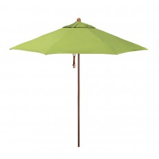 California Umbrella Madera Series STAF908202-5429 Commercial Patio Umbrella, 9ft, Silmulation Oak Sturdy Aluminum Pole with Deluxe Pulley Lift and Fiberglass Ribs, Sunbrella 2A Macaw Fabric