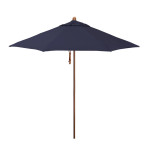 California Umbrella Madera Series STAF908202-5439 Commercial Patio Umbrella, 9ft, Silmulation Oak Sturdy Aluminum Pole with Deluxe Pulley Lift and Fiberglass Ribs, Sunbrella 1A Navy Fabric
