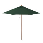 California Umbrella Madera Series STAF908202-5446 Commercial Patio Umbrella, 9ft, Silmulation Oak Sturdy Aluminum Pole with Deluxe Pulley Lift and Fiberglass Ribs, Sunbrella 1A Forest Green Fabric