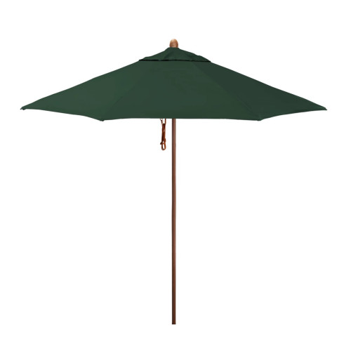 California Umbrella Madera Series STAF908202-5446 Commercial Patio Umbrella, 9ft, Silmulation Oak Sturdy Aluminum Pole with Deluxe Pulley Lift and Fiberglass Ribs, Sunbrella 1A Forest Green Fabric