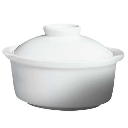 Cameo 210-40 9oz Imperial White Ceramic Soup Tureen with Lid, 32 each