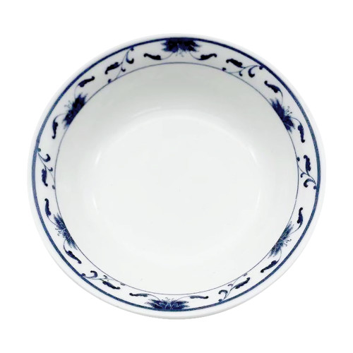 Cameo 255-41 Blue Lotus Round Sauce Dish, 3oz, 3-3/4 inch, White/Blue Ceramic - 240 each