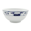 Cameo 255-89 Blue Lotus Rice Bowl, 7oz, Round, White/Blue, Ceramic, Vitrified Glaze, 4(w) x 4(d) x 2(h) inch, 60 each