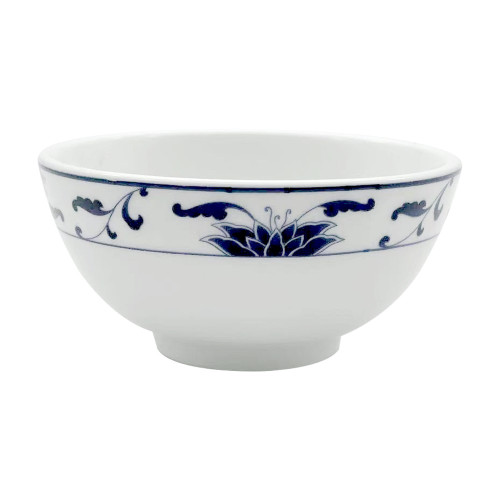 Cameo 255-89 Blue Lotus Rice Bowl, 7oz, Round, White/Blue, Ceramic, Vitrified Glaze, 4(w) x 4(d) x 2(h) inch, 60 each