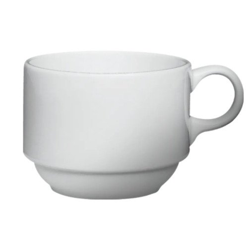 Cameo 610-80C Dynasty Tea/Coffee Cup, 8oz, White Ceramic, Stackable - 36 each