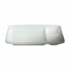 Cameo 700-028 3-Divided Rectangular Sauce Dish, 8 inch, White Ceramic  - 24 each