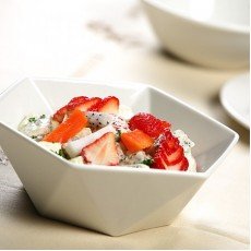 Cameo 708-74 Fusion Diamond Bowl, 22oz, Hexagonal, White Ceramic, - 24 each