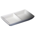 Cameo 710-015 Fusion Divided Rectangular Sauce Dish, (2)2oz, 5 inch, White Ceramic - 96 each