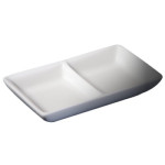 Cameo 710-019 Fusion Divided Rectangular Sauce Dish, (2)6oz, 9 inch, White Ceramic – 36 each