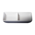 Cameo 710-016 Fusion Divided Rectangular Sauce Dish, (2)3oz, 6 inch, White Ceramic – 48 each