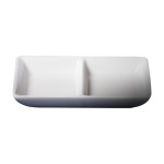 Cameo 710-016 Fusion Divided Rectangular Sauce Dish, (2)3oz, 6 inch, White Ceramic – 48 each