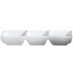 Cameo 710-027 Fusion Divided Rectangular Sauce Dish, (3)2oz, 7-1/2 inch, White Ceramic – 48 each