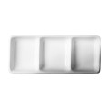Cameo 710-027 Fusion Divided Rectangular Sauce Dish, (3)2oz, 7-1/2 inch, White Ceramic – 48 each