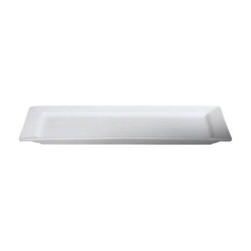 Cameo 710-143 Platter, Rectangular, Rim, Ceramic, White, Vitrified Glaze, 14(w) x 7(d) x 1-1/8(h) inch, 12 each