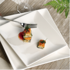 Cameo 710-101N Square Coupe Plate, 10 inch, White Ceramic - 12 each
