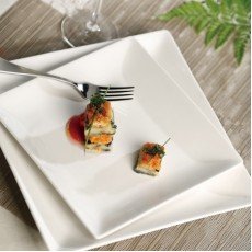 Cameo 710-91N Square Coupe Plate, 9 inch, White Ceramic - 24 each