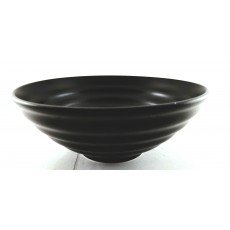 Cameo 910-710194R Onyx Round Ribbed Footed Bowl, 68oz, 8-3/4 inch, Black Ceramic - 18 each