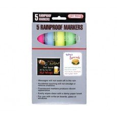 Chef Master 90032 5 Rainproof Markers, Blue/Green/White/Yellow/Pink Fluorescent Colors