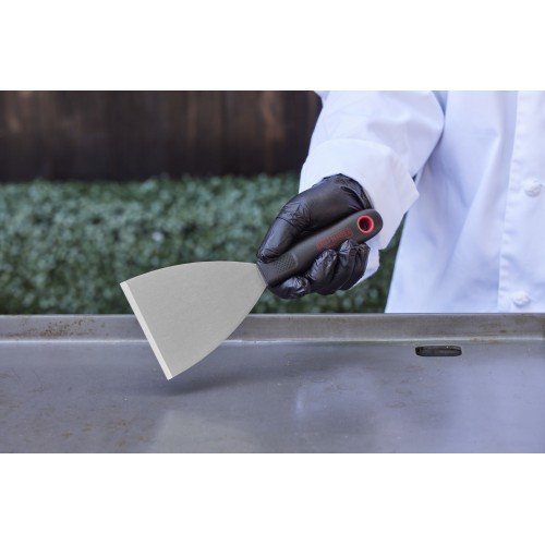 Chef Master 90261 Heavy Duty Grill Scraper, 4(W) inch, Stainless Steel, Heat-Resistant Handle