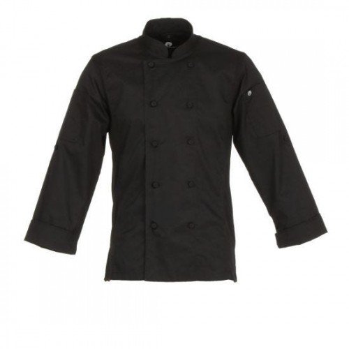 Chef Works CBC01-BLK-2XL Bowden Black Chef Coat, 2X-Large