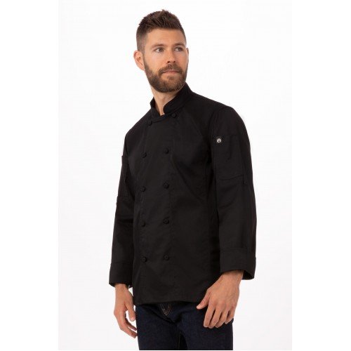 Chef Works CBC01-BLK-2XL Bowden Black Chef Coat, 2X-Large