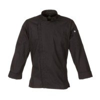 Chef Works BCLZ008-BLK-M Hartford Black Chef Coat, Medium