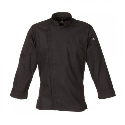 Chef Works BCLZ008-BLK-M Hartford Black Chef Coat, Medium