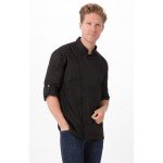 Chef Works BCLZ008-BLK-M Hartford Black Chef Coat, Medium