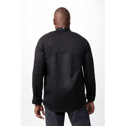 ChefWorks CBS01BLK-L Tulum Black Chef Coat, Large