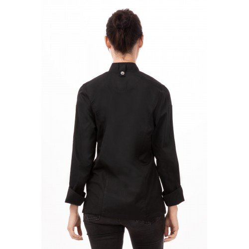 ChefWorks Women's Hartford Black Chef Coat BCWLZ005-BLK-XL X-Large