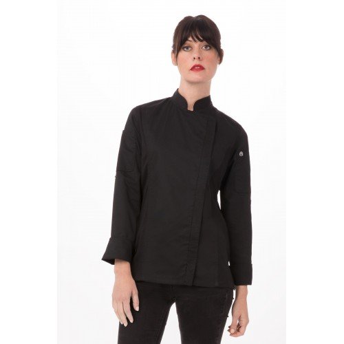 ChefWorks Women's Hartford Black Chef Coat BCWLZ005-BLK-XL X-Large