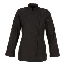 ChefWorks BCWLZ005-BLK-L Women's Hartford Black Chef Coats, Large