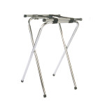 Crestware CTS Tray Stand, Folding, Powder Coated Metal, Silver Color, 15-1/8(w) x 19(d) x 32(h) inch