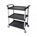 Crestware LBTROLLEY 3-Shelf NSF Listed Plastic Bussing Cart with Casters, 300 lb Capacity, Black