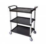 Crestware LBTROLLEY 3-Shelf NSF Listed Plastic Bussing Cart with Casters, 300 lb Capacity, Black