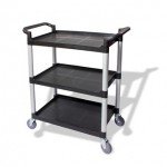 Crestware LBTROLLEY 3-Shelf NSF Listed Plastic Bussing Cart with Casters, 300 lb Capacity, Black