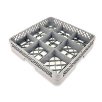 Crestware RBC9 Dishwasher Rack, Glass Base, (9)Compartment(s), Gray, Polymers, 19-1/4(w) x 19-1/4(d) x 3-7/8(h) inch