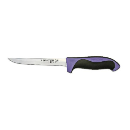 Dexter-Russell S360-6FP-PCP (36002P) 6 inch Narrow Flexible Boning Knife with Black and Purple Handle, NSF Listed