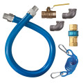 Dormont 1675KIT36 Blue Hose Movable Gas Connector Kits, ¾ inch ID, 36 inch Length, Stainless Steel/PVC, Connector, Quick Disconnect, Valve and Elbow, ANSI Certified - 1 Set