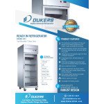 Dukers D28AR-GS1 27-1/2(w) inch (1)Glass Swing Door(s) Top Mount Reach-in Upright Refrigerators, 19.11Cu.ft, (4)Shelve(s), 1/5hp, 115v/60/1-ph, Casters, ETL Listed