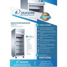 Dukers D28AR-GS1 27-1/2(w) inch (1)Glass Swing Door(s) Top Mount Reach-in Upright Refrigerators, 19.11Cu.ft, (4)Shelve(s), 1/5hp, 115v/60/1-ph, Casters, ETL Listed