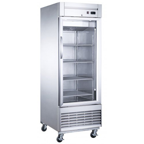 Dukers D28F-GS1 27-1/2(w) inch (1)Glass Swing Door(s) Bottom Mount Reach-in Upright Freezers, 18.75Cu.ft, (4)Shelve(s), 3/4hp, 115v/60/1-ph, Casters, ETL Listed