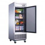 Dukers D28R 27-1/2(w) inch (1)Solid Swing Door(s) Bottom Mount Reach-in Upright Refrigerators, 17.79Cu.ft, (4)Shelve(s), 1/5hp, 115v/60/1, Casters, ETL Listed
