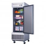 Dukers D28R 27-1/2(w) inch (1)Solid Swing Door(s) Bottom Mount Reach-in Upright Refrigerators, 17.79Cu.ft, (4)Shelve(s), 1/5hp, 115v/60/1, Casters, ETL Listed