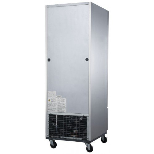 Dukers D28R 27-1/2(w) inch (1)Solid Swing Door(s) Bottom Mount Reach-in Upright Refrigerators, 17.79Cu.ft, (4)Shelve(s), 1/5hp, 115v/60/1, Casters, ETL Listed