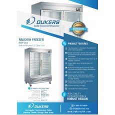 Dukers D55F-GS2 55-1/8(w) inch (2)Glass Swing Door(s) Bottom Mount Reach-in Upright Freezers, 41.62Cu.ft, (8)Shelve(s), 1hp, 115v/60/1-ph, Casters, ETL Listed